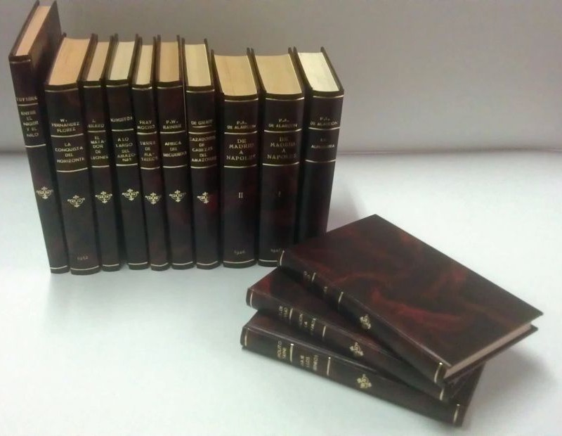 Reencuadernación artesanal en Zaragoza de una colección de Libros de Viajes